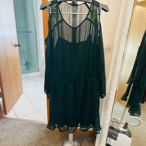 Express Teal Chiffon Dress